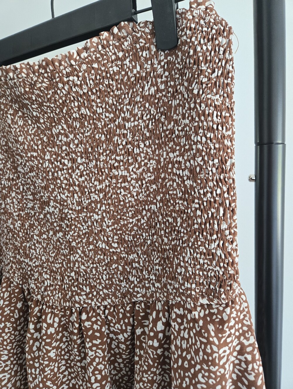 NWT Brown Smocked Strapless Tiered Maxi Dress XL Boho Animal Print - Picture 3 of 5
